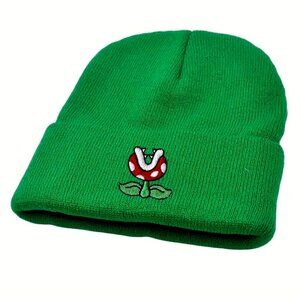 NWOT Awesome Mario Bros Piranha Plant • Green Beanie